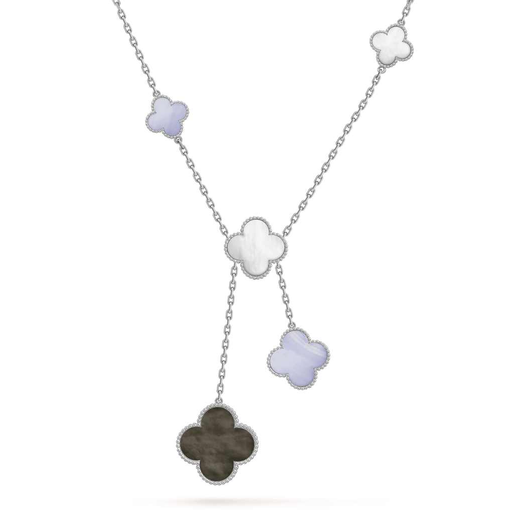 ¡®Lumi¡¯CLOVER MOP CHALCEDONY NECKLACE SILVER 6 MOTIF