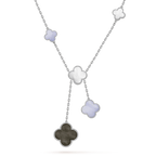 ¡®Lumi¡¯CLOVER MOP CHALCEDONY NECKLACE SILVER 6 MOTIF