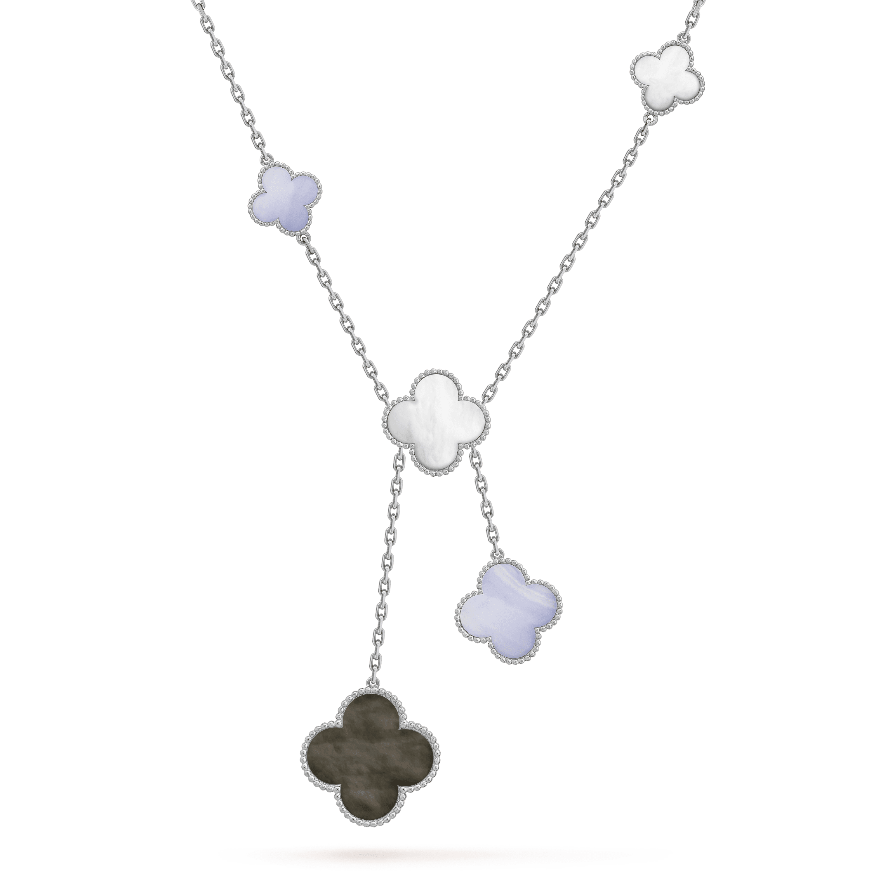 ¡®Lumi¡¯CLOVER MOP CHALCEDONY NECKLACE SILVER 6 MOTIF