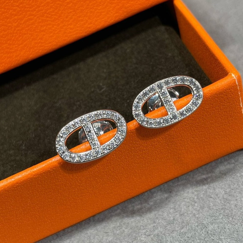 ¡®Lumi¡¯HM FULL DIAMOND PIG NOSE STUD EARRINGS