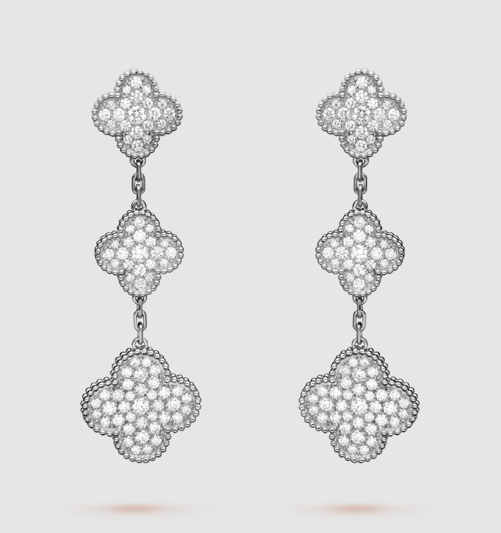 Lumi® Kleeblatt-Ohrringe mit 3 Diamantmotiven aus Silber
