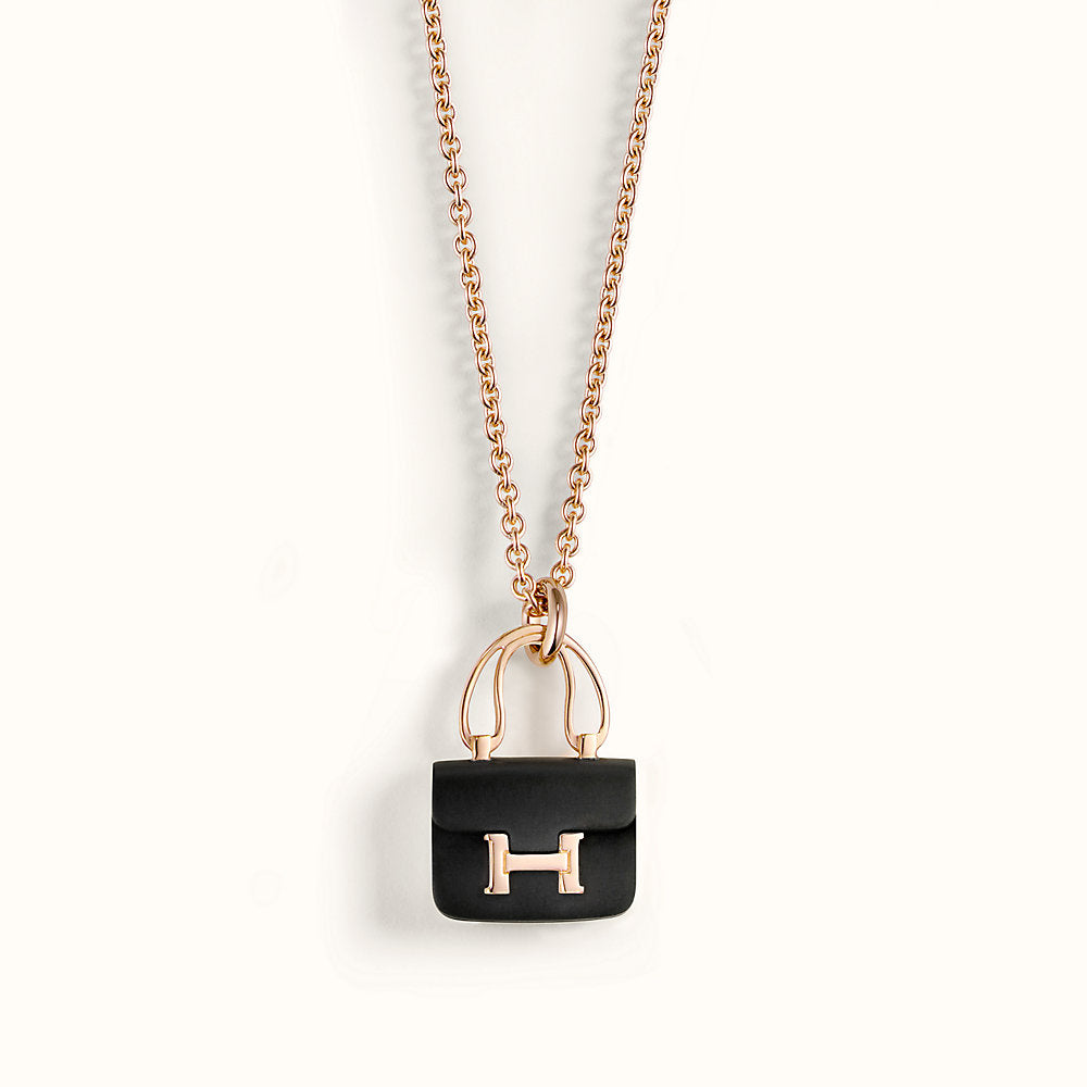 ¡®Lumi¡¯CONSTANCE BLACK PEDANT PINK GOLD NECKLACE