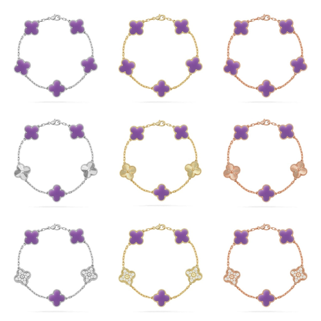 [Lumi jewelry]CLOVER 5 MOTIF LIGHT PURPLE BRACELET COLLECTION