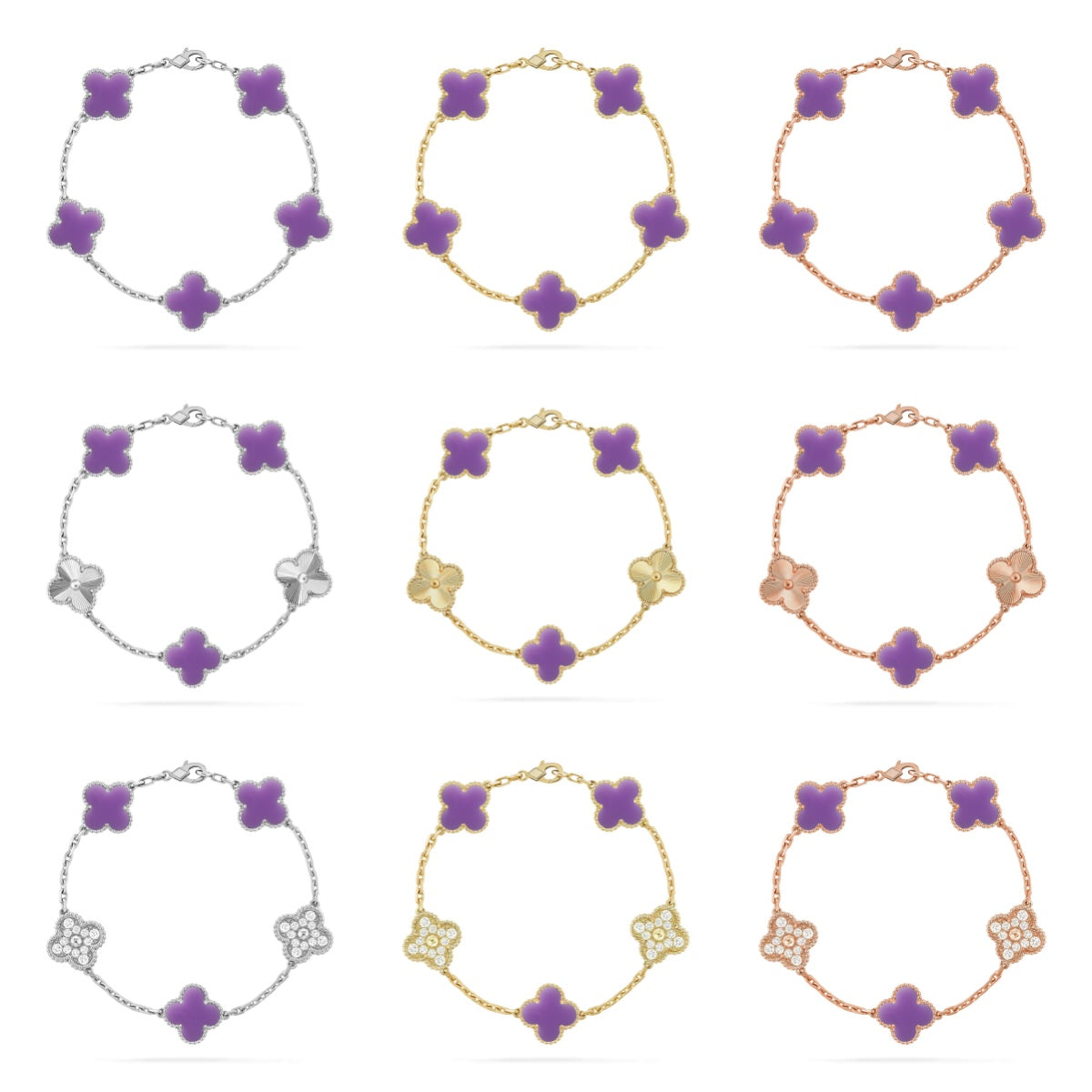 [Lumi jewelry]CLOVER 5 MOTIF LIGHT PURPLE BRACELET COLLECTION