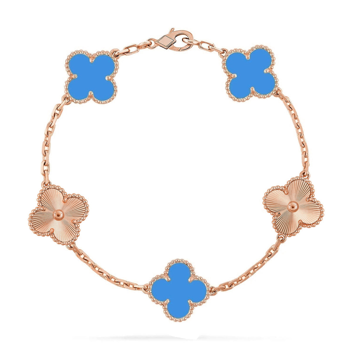 [Lumi]New  CLOVER 5 MOTIF BLUE AGATE BRACELET COLLECTION