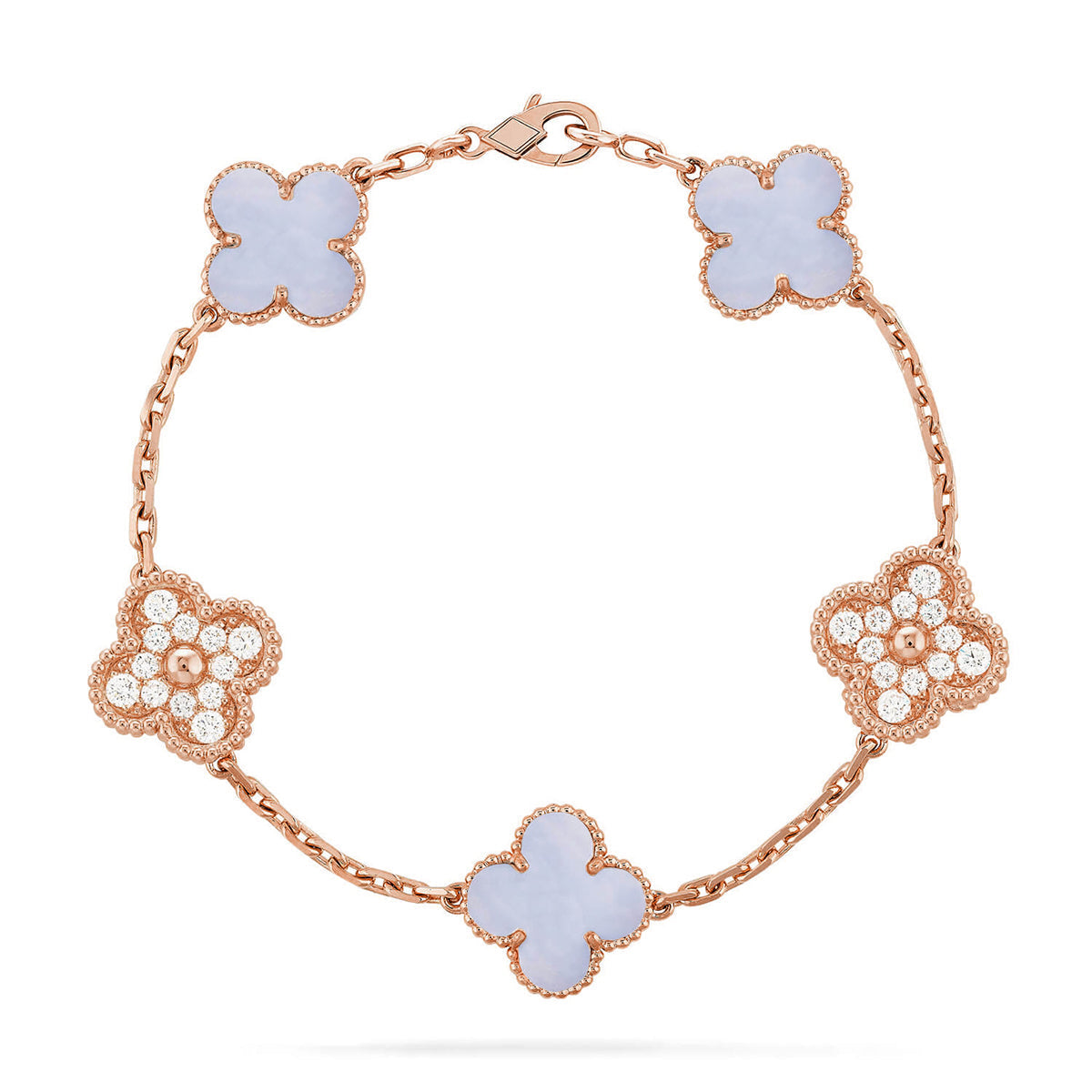 [Lumi]New  CLOVER 5 MOTIF PURPLE CHALCEDONY BRACELET COLLECTION