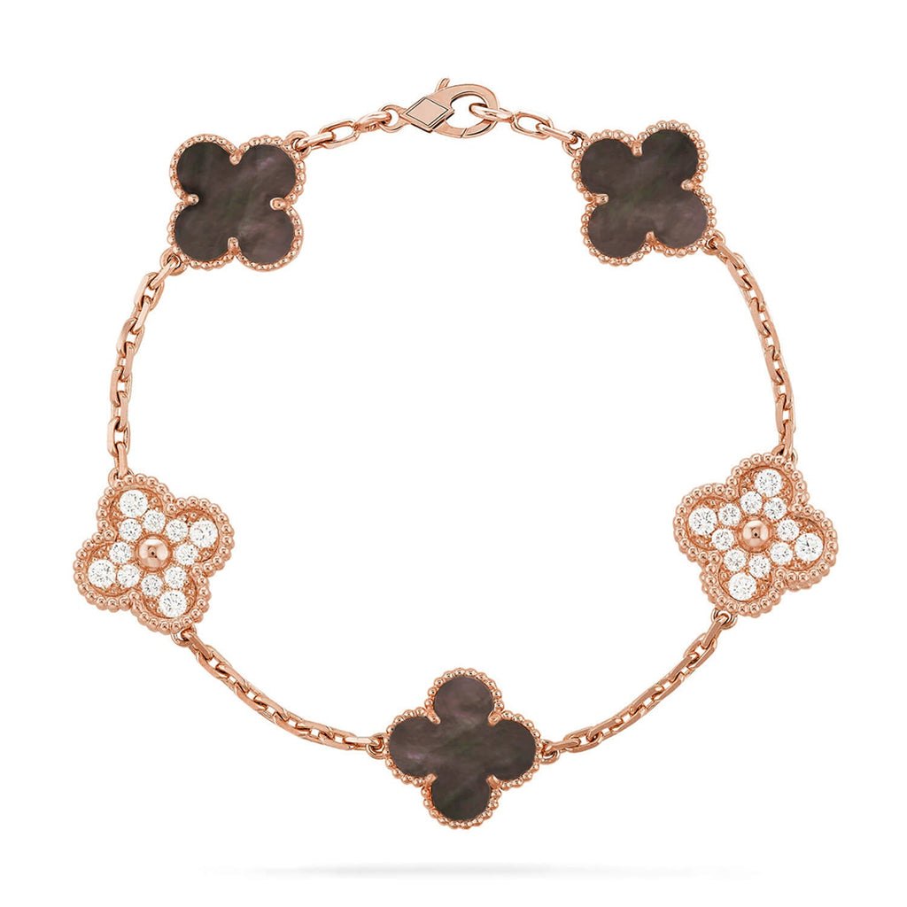 [Lumi jewelry] CLOVER 5 MOTIF GRAY MOP BRACELET COLLECTION