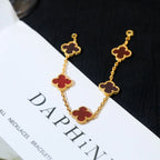[Lumi jewelry] CLOVER 5 MOTIF RED CORNELIAN BRACELET COLLECTION