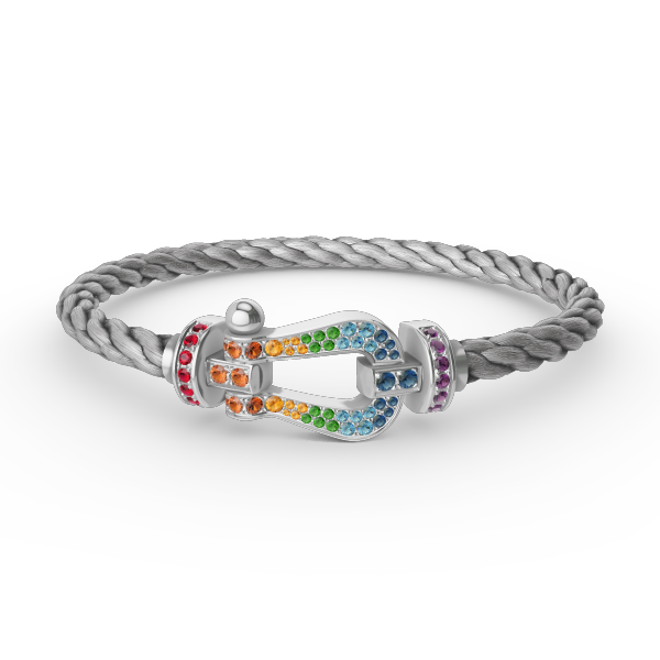 ¡®Lumi¡¯FORC LARGE HORSESHOE  COLORED DIAMOND BRACELET SILVER