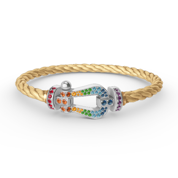 ¡®Lumi¡¯FORC LARGE HORSESHOE  COLORED DIAMOND BRACELET SILVER