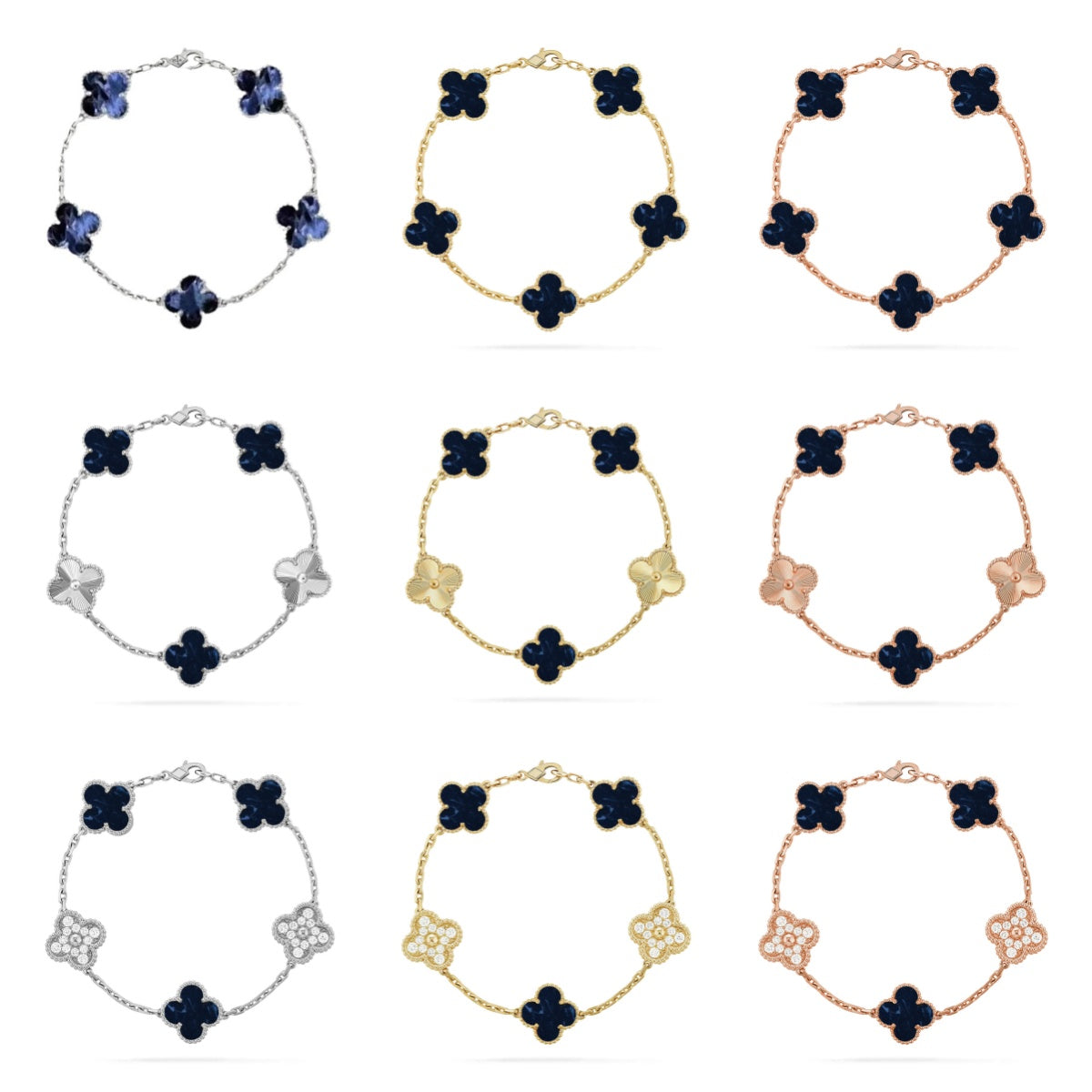 [Lumi jewelry]CLOVER 5 MOTIF PIETERSITE BRACELET COLLECTION