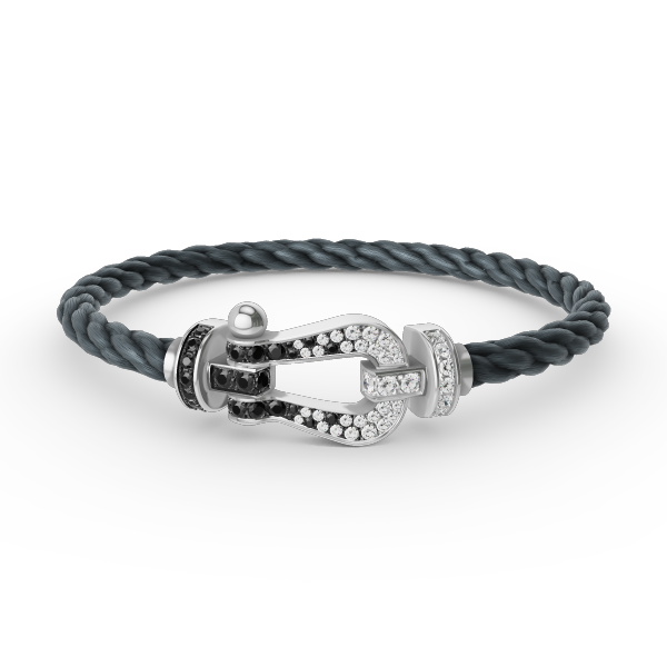 ¡®Lumi¡¯FORCE LARGE HORSESHOE BLACK WHITE DIAMOND BRACELET SILVER
