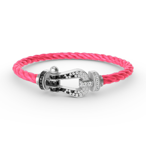 ¡®Lumi¡¯FORCE LARGE HORSESHOE BLACK WHITE DIAMOND BRACELET SILVER