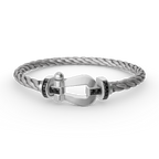 Lumi® FORCE Großes Hufeisen Schwarzes Diamantarmband Silber
