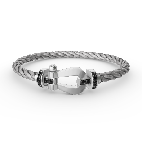 Lumi® FORCE Großes Hufeisen Schwarzes Diamantarmband Silber