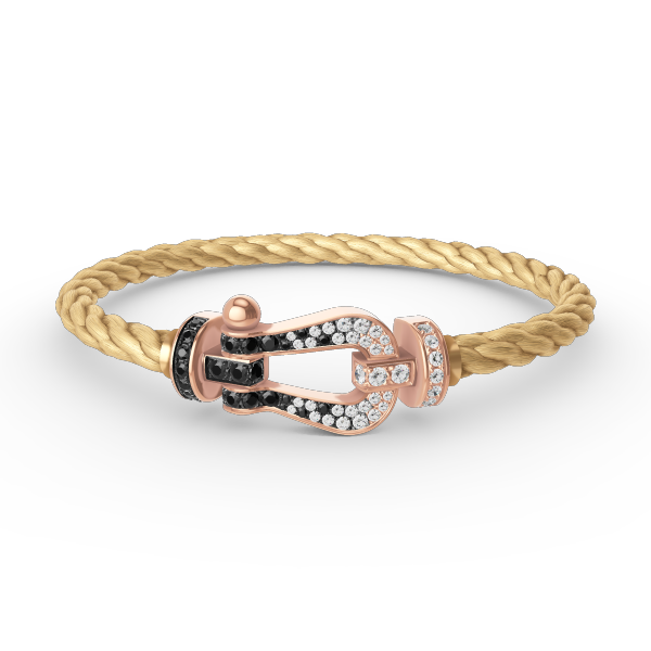 ¡®Lumi¡¯FORCE LARGE HORSESHOE BLACK WHITE DIAMOND BRACELET ROSE GOLD