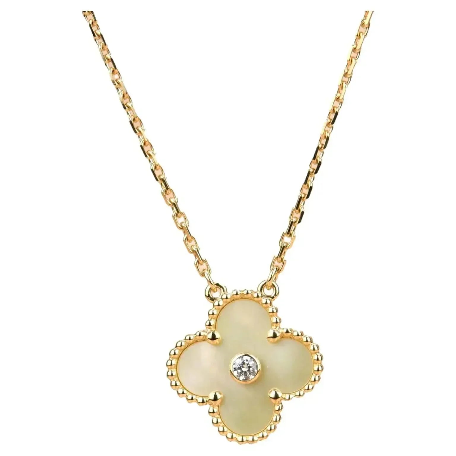 ¡®Lumi¡¯CLOVER 15MM DIAMOND GOLD MOTHER OF PEARL NECKLACE