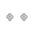Lumi® Kleeblatt-Ohrstecker mit Diamantmotiven, Silber
