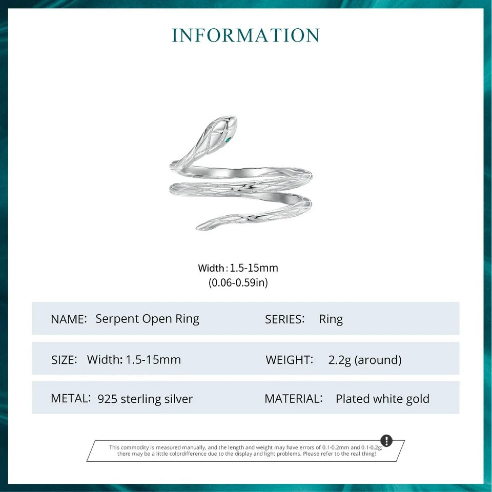 Verstellbarer Ring aus Sterlingsilber mit Schlangenmotiv