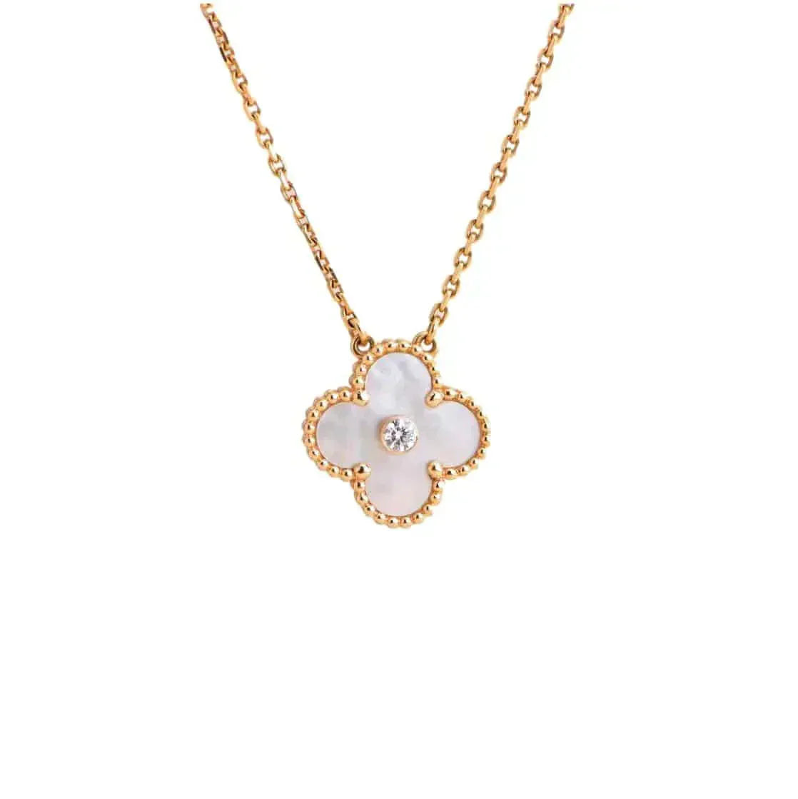 ¡®Lumi¡¯CLOVER 15MM DIAMOND WHITE FRITILLARIA NECKLACE