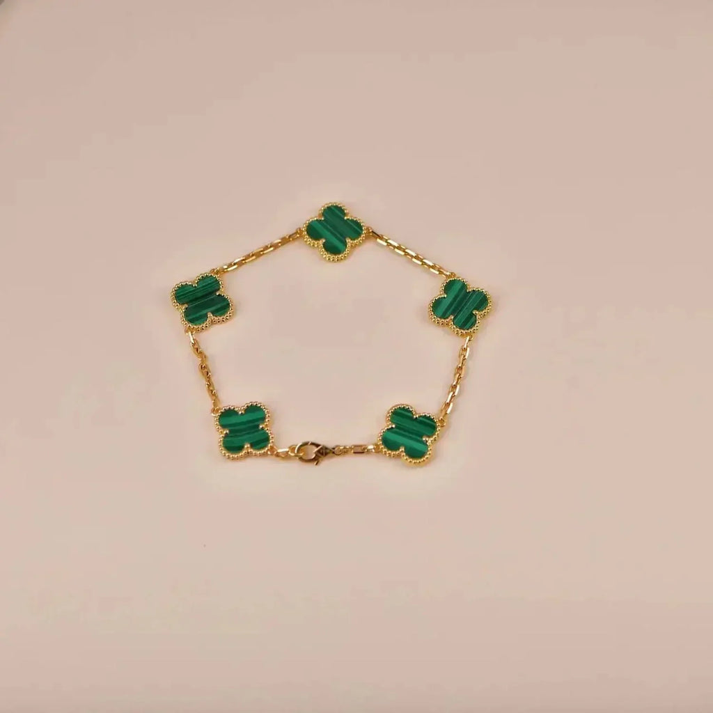 [Lumi jewelry] CLOVER 5 MOTIF MALACHITE BRACELET COLLECTION