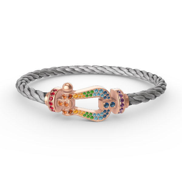 Lumi® FORCE Großes Hufeisen-Armband mit farbigen Diamanten in Roségold