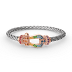 Lumi® FORCE Großes Hufeisen-Armband mit farbigen Diamanten in Roségold