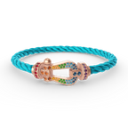 Lumi® FORCE Großes Hufeisen-Armband mit farbigen Diamanten in Roségold
