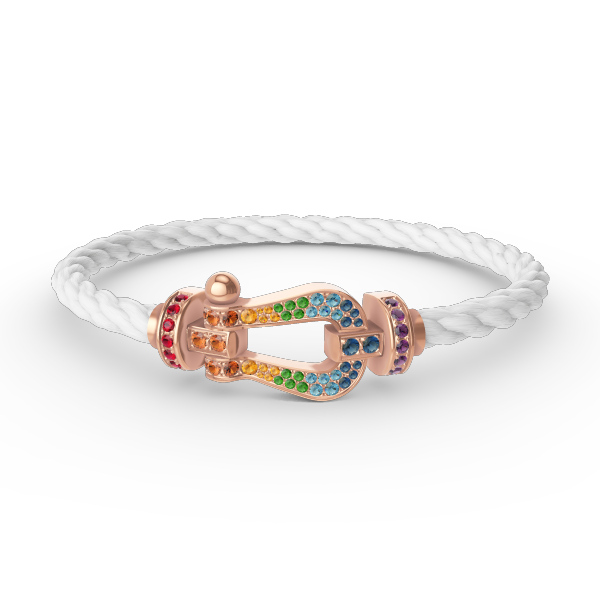 Lumi® FORCE Großes Hufeisen-Armband mit farbigen Diamanten in Roségold