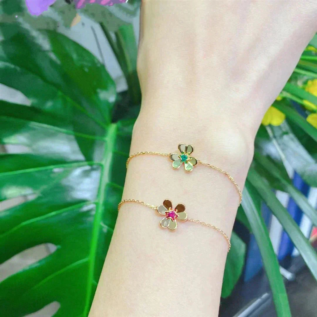 Lumi® FRIVOLE GOLD FLOWER PINK MALACHITE ARMBAND
