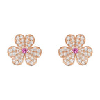 Lumi® FRIVOLE Ohrringe mit rosafarbenen Goldblumen und Diamanten