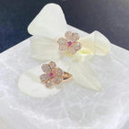 Lumi® FRIVOLE Ohrringe mit rosafarbenen Goldblumen und Diamanten