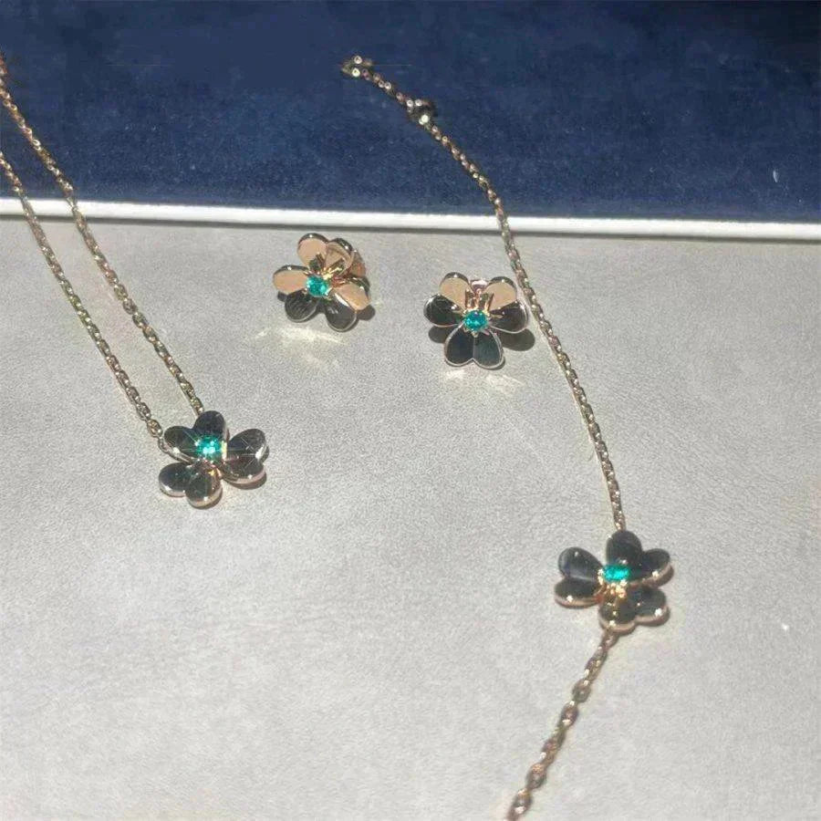 Lumi® FRIVOLE BLUMEN-MALACHIT-OHRRINGE