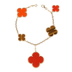 Lumi® Kleeblatt-Armband mit 5 Motiven: Karneol, Tigerauge