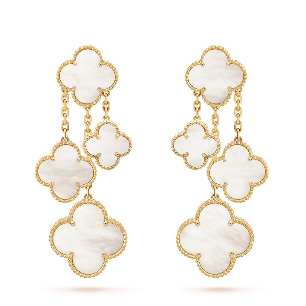 ¡®Lumi¡¯CLOVER EARRINGS WHITE MOP 4 MOTIFS GOLD
