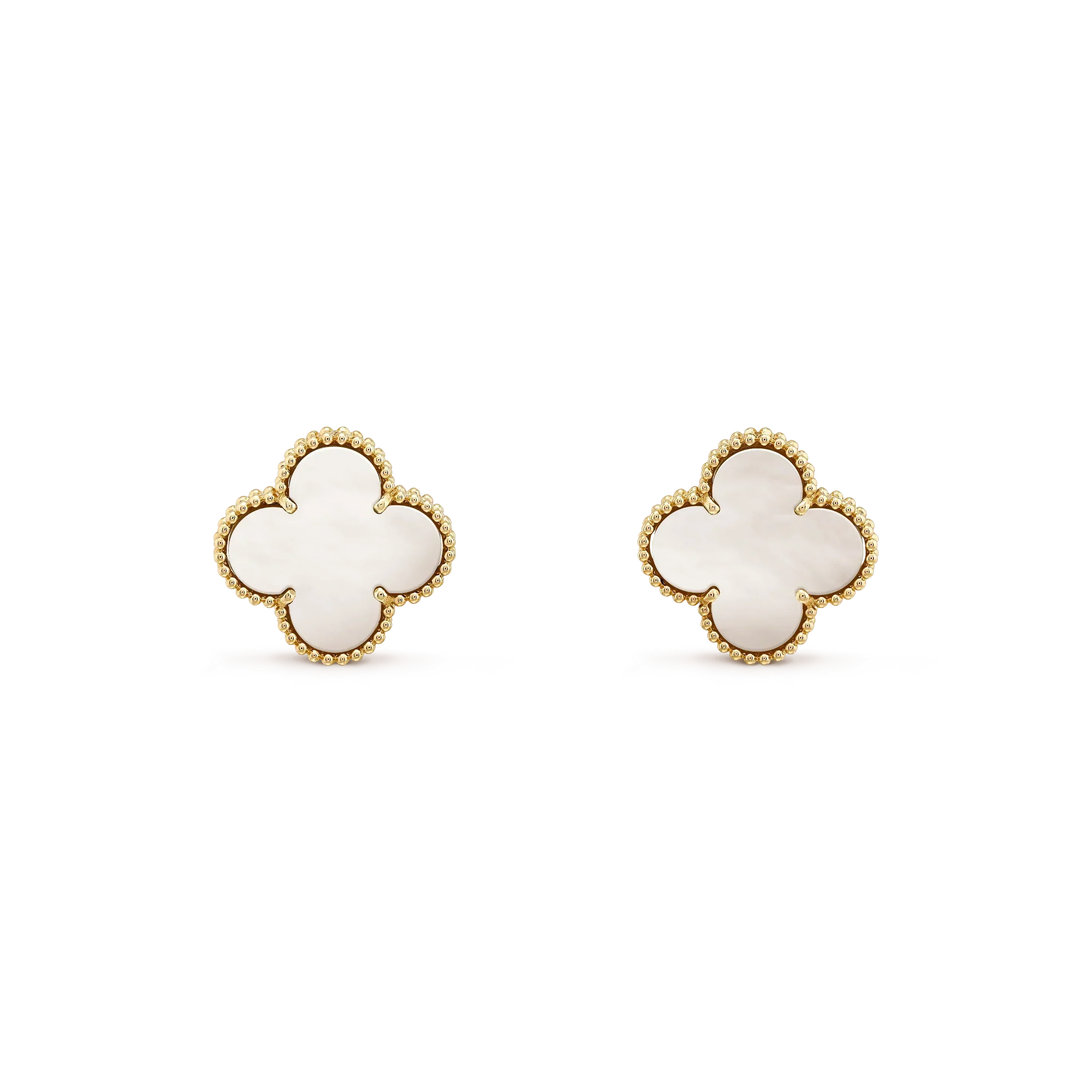Lumi® CLOVER MEDIUM 1 MOTIFS WHITE MOP STUD EARRINGS