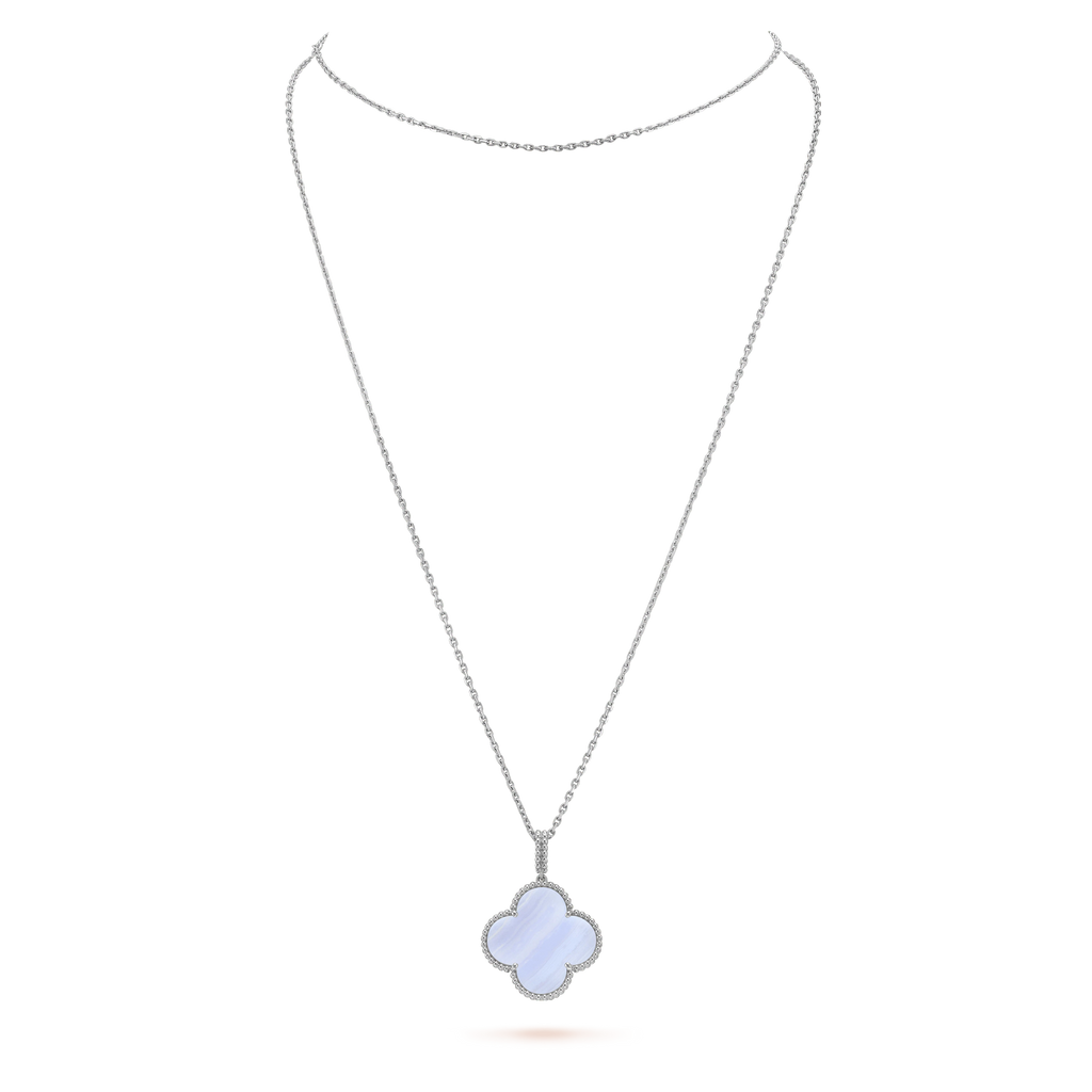 ¡®Lumi¡¯CLOVER SILVER CHALCEDONY BIG CLOVER NECKLACE
