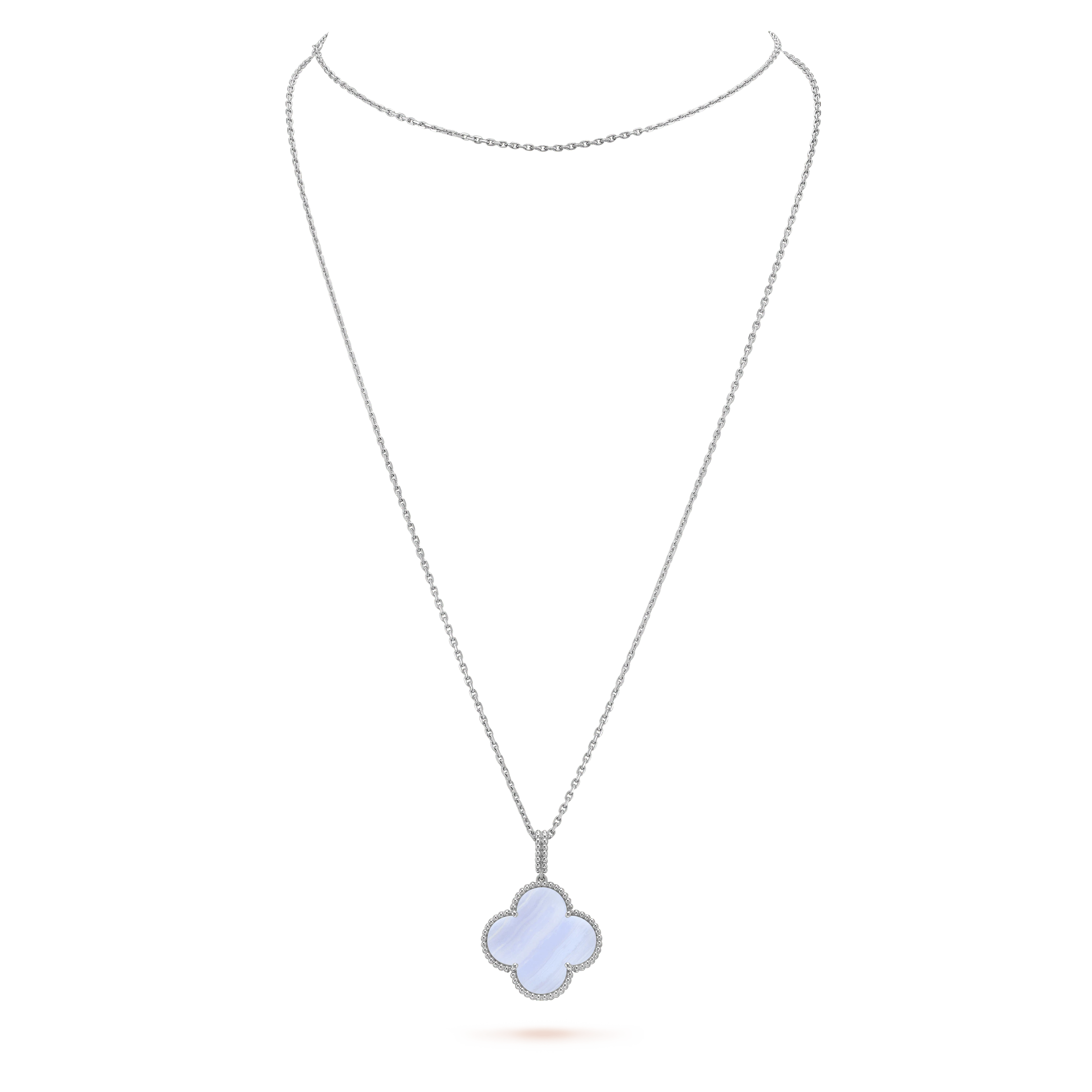 ¡®Lumi¡¯CLOVER SILVER CHALCEDONY BIG CLOVER NECKLACE
