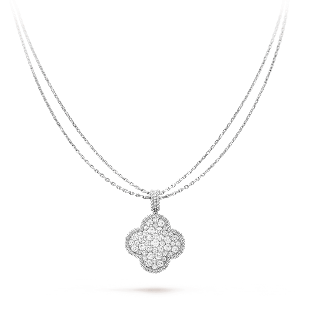 ¡®Lumi¡¯CLOVER 25MM SILVER FULL DIAMOND BIG CLOVER NECKLACE