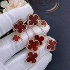 ¡®Lumi¡¯CLOVER EARRINGS CARNELIAN 4 MOTIFS PINK GOLD