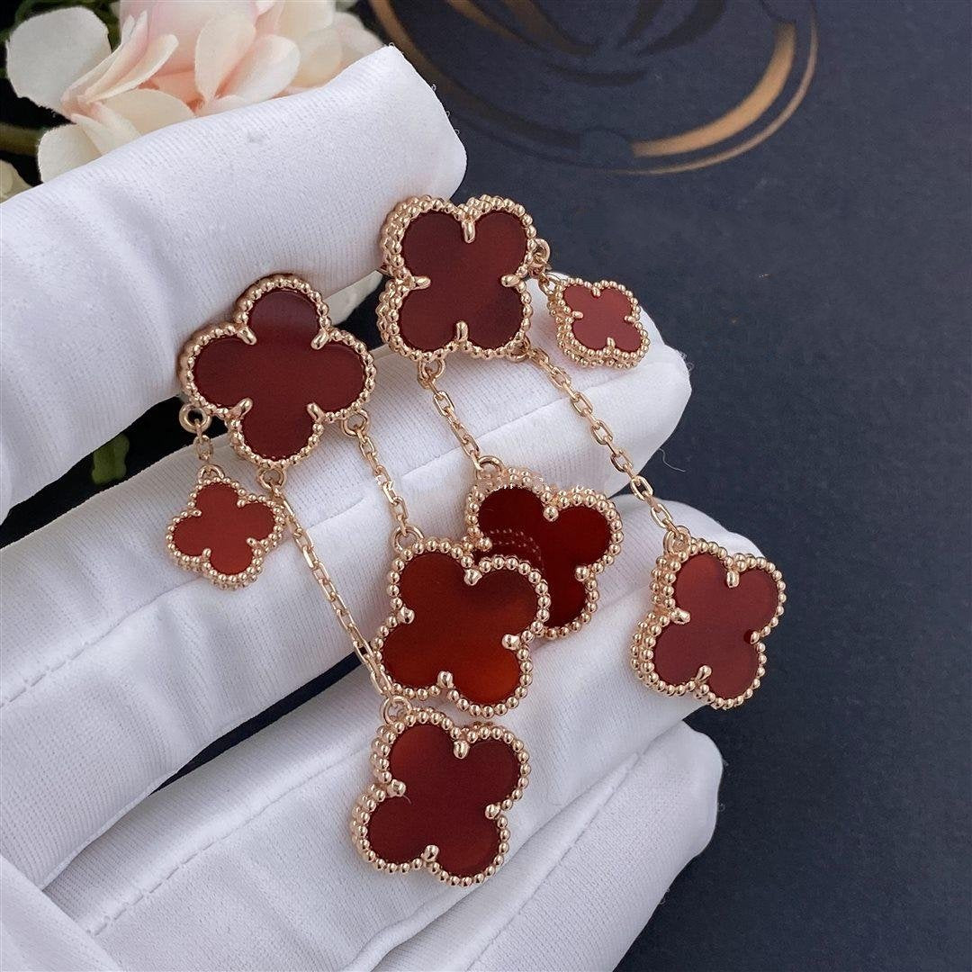 ¡®Lumi¡¯CLOVER EARRINGS CARNELIAN 4 MOTIFS PINK GOLD