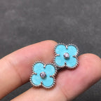 LumiClover 1 Diamantblaue Himmelsilberne Ohrringe