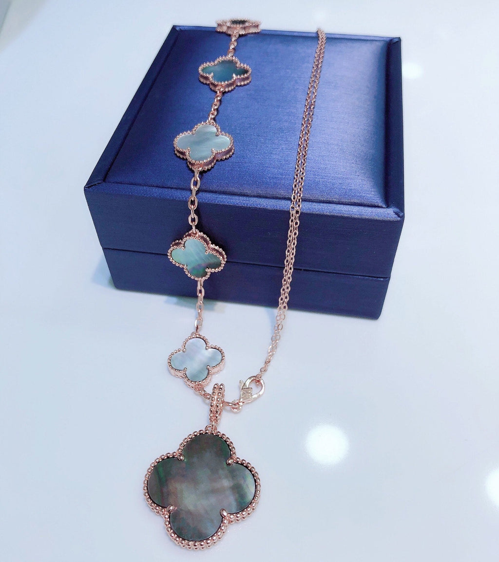 ¡®Lumi¡¯COMBINED BRACELET 5 MOTIFS AND NECKLACE DARK MOP ROSE GOLD