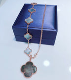 ¡®Lumi¡¯COMBINED BRACELET 5 MOTIFS AND NECKLACE DARK MOP ROSE GOLD