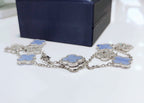 ¡®Lumi¡¯CLOVER 10 MOTIFS CHALCEDONY DIAMONDS SILVER NECKLACE
