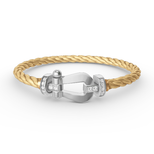 Lumi® FORCE Großes Hufeisen-Armband mit Halbdiamanten, Silber