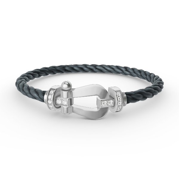 Lumi® FORCE Großes Hufeisen-Armband mit Halbdiamanten, Silber