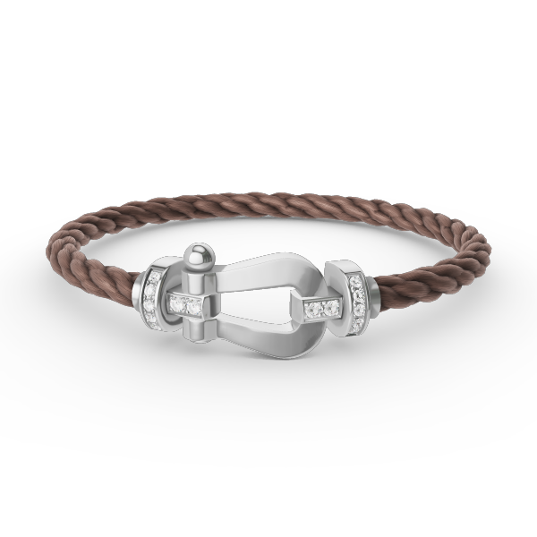 Lumi® FORCE Großes Hufeisen-Armband mit Halbdiamanten, Silber
