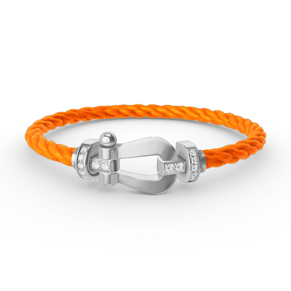Lumi® FORCE Großes Hufeisen-Armband mit Halbdiamanten, Silber