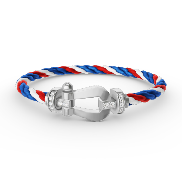 Lumi® FORCE Großes Hufeisen-Armband mit Halbdiamanten, Silber